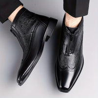 Rodney Ostrich Texture Brogue Ankle Boots
