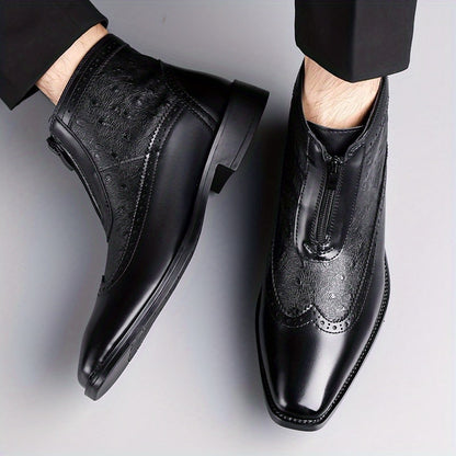 Rodney Ostrich Texture Brogue Ankle Boots_13