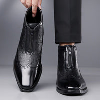 Rodney Ostrich Texture Brogue Ankle Boots