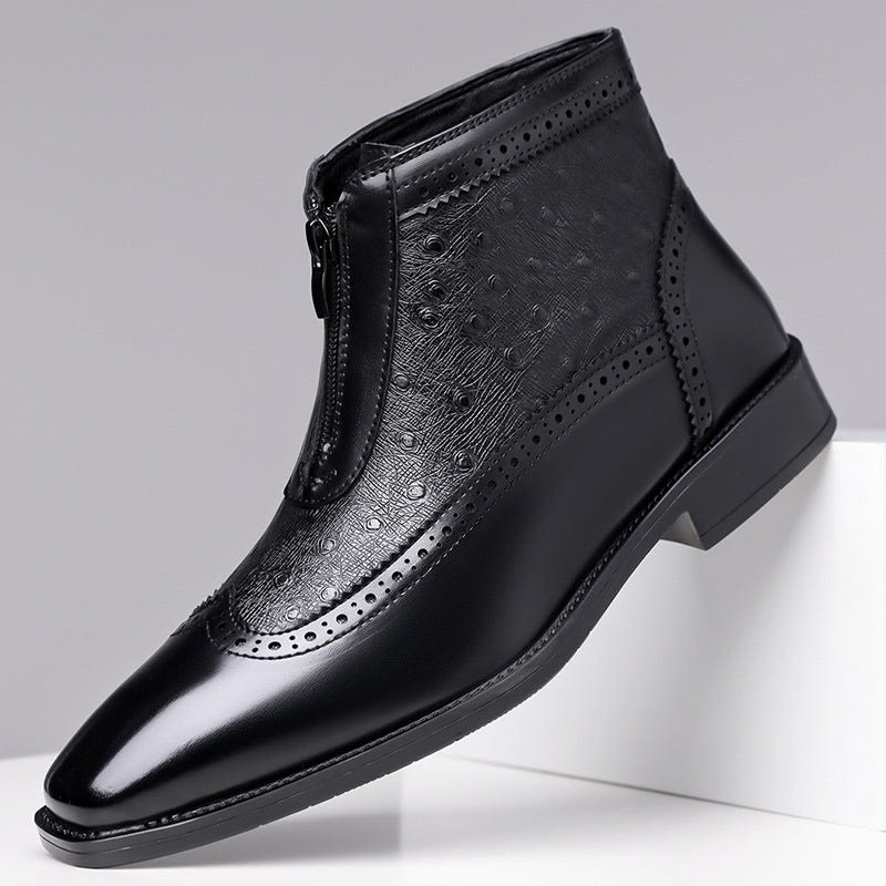 Rodney Ostrich Texture Brogue Ankle Boots