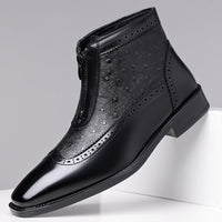 Rodney Ostrich Texture Brogue Ankle Boots