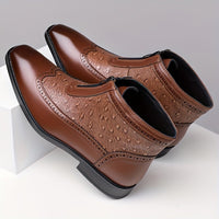 Rodney Ostrich Texture Brogue Ankle Boots