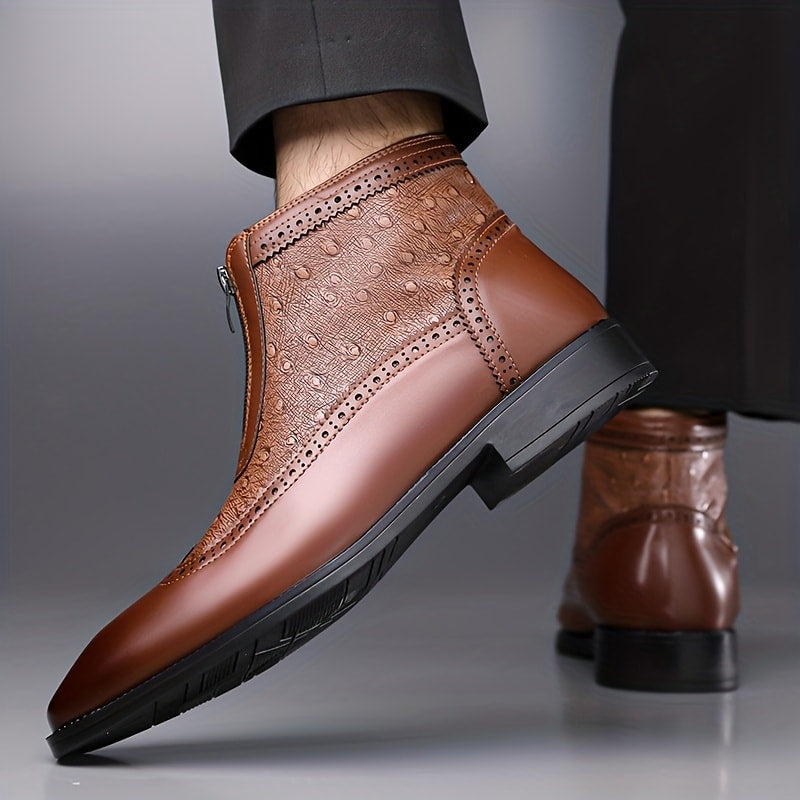 Rodney Ostrich Texture Brogue Ankle Boots