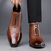 Rodney Ostrich Texture Brogue Ankle Boots