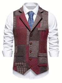 Langston Patchwork Herringbone Lapel Waistcoat