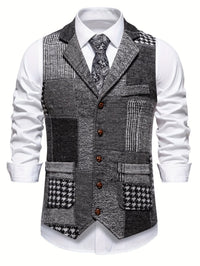 Langston Patchwork Herringbone Lapel Waistcoat