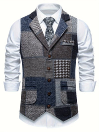 Langston Patchwork Herringbone Lapel Waistcoat