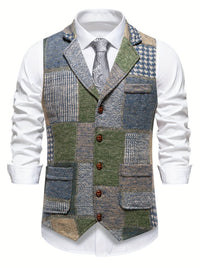 Langston Patchwork Herringbone Lapel Waistcoat