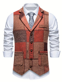 Langston Patchwork Herringbone Lapel Waistcoat