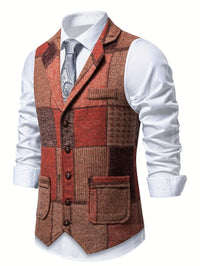 Langston Patchwork Herringbone Lapel Waistcoat