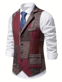 Langston Patchwork Herringbone Lapel Waistcoat