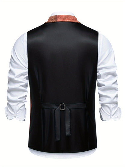 Langston Patchwork Herringbone Lapel Waistcoat_8