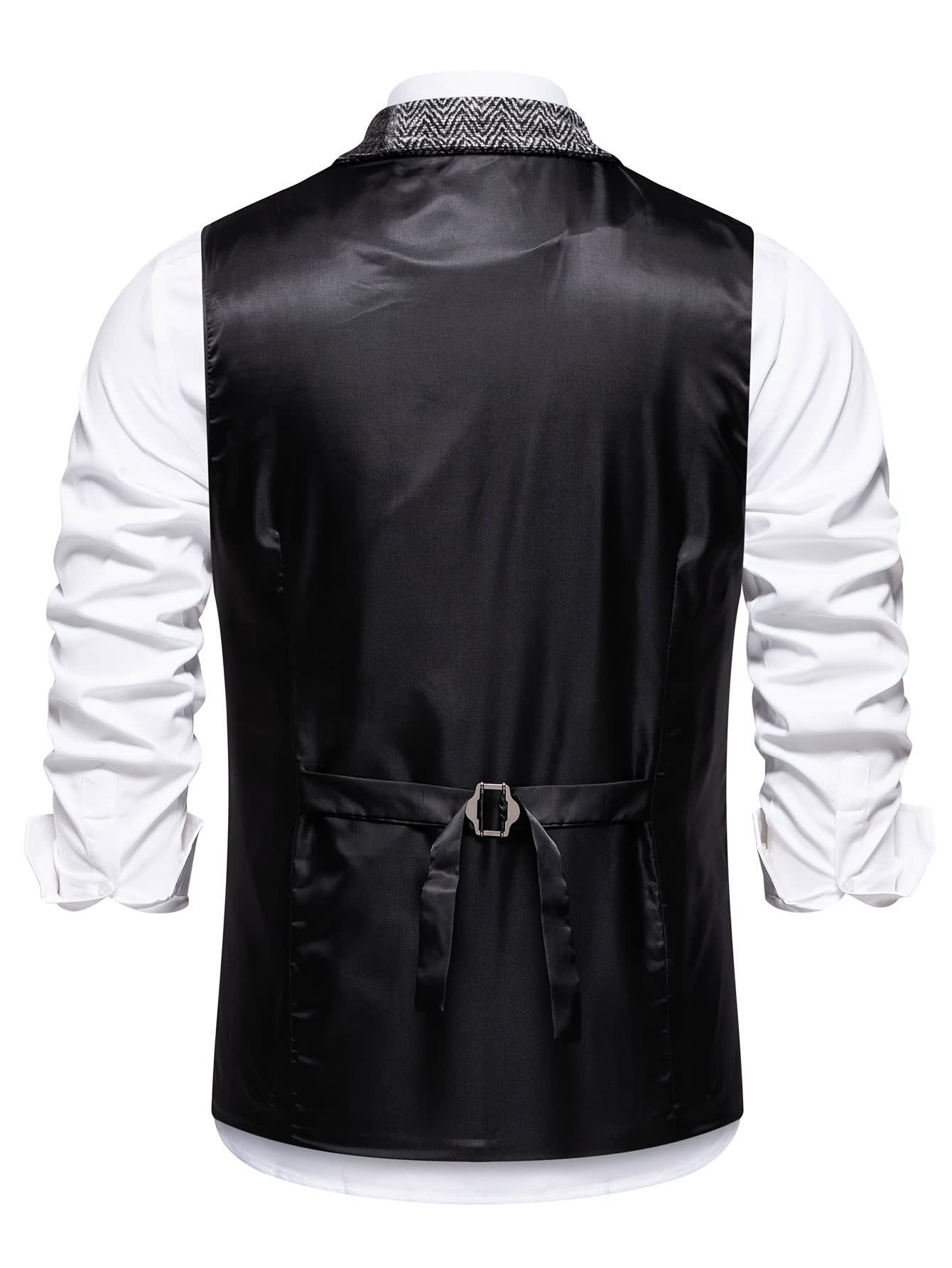 Langston Patchwork Herringbone Lapel Waistcoat_9