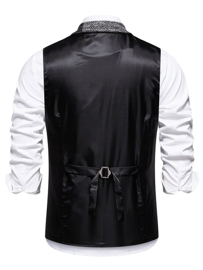 Langston Patchwork Herringbone Lapel Waistcoat_9