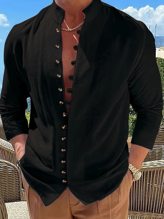 Vance Band Collar Long Sleeve Shirt_1