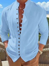 Vance Band Collar Long Sleeve Shirt