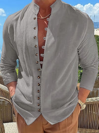 Vance Band Collar Long Sleeve Shirt