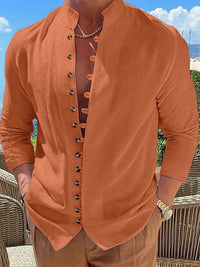 Vance Band Collar Long Sleeve Shirt