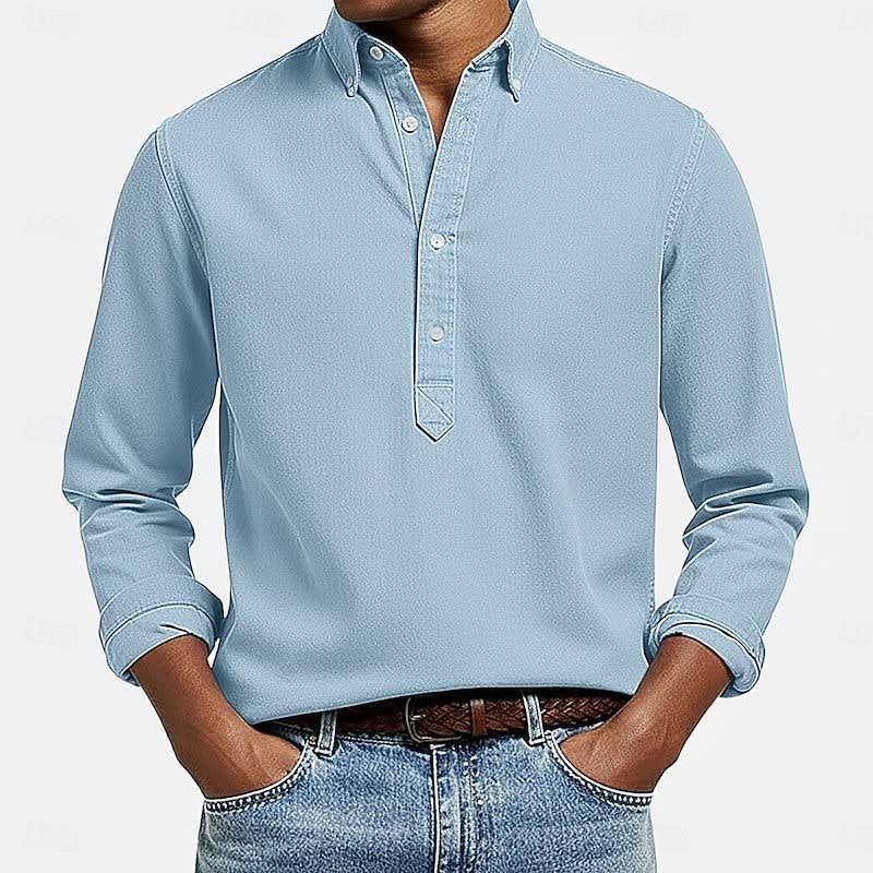 Bartley Long Sleeve Button Down Popover Shirt