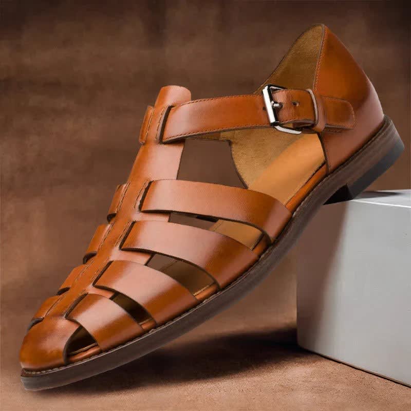 Julian Woven Strap Leather Fisherman Sandals