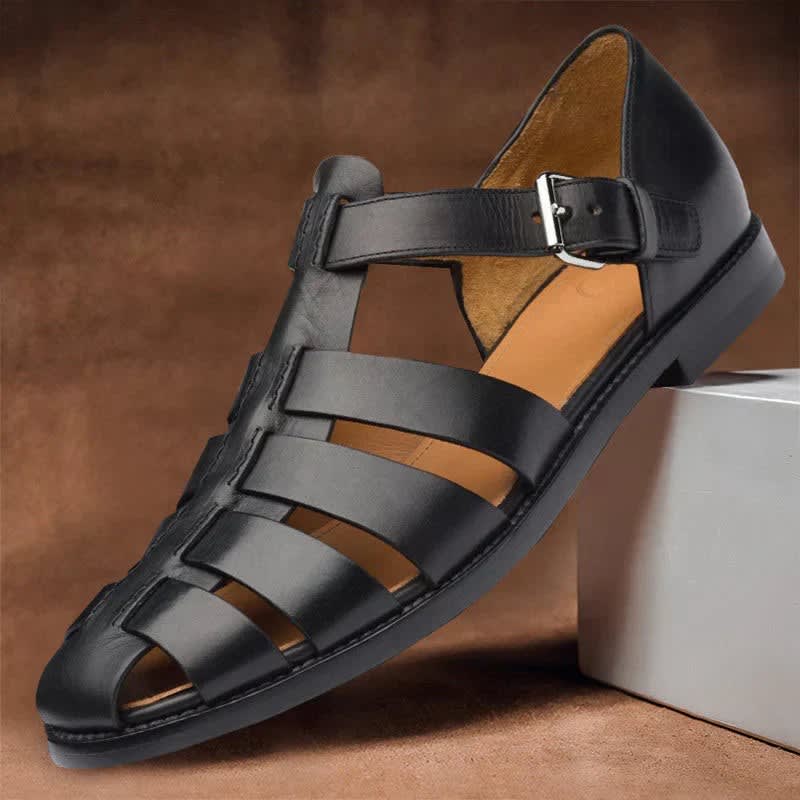 Julian Woven Strap Leather Fisherman Sandals