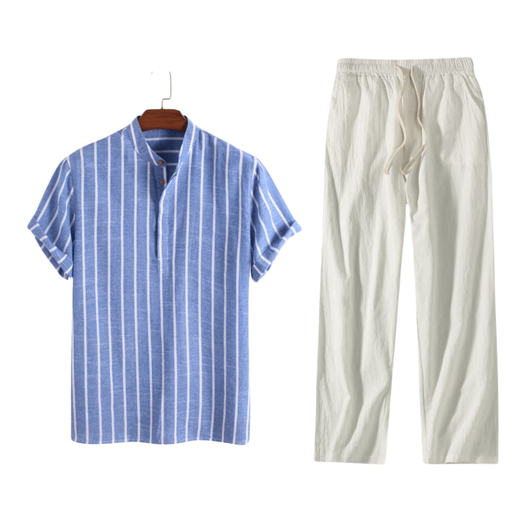Cutler Wide Stripe Linen Blend Two Piece Set_1