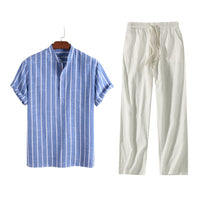 Cutler Wide Stripe Linen Blend Two Piece Set