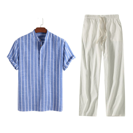 Cutler Wide Stripe Linen Blend Two Piece Set_1