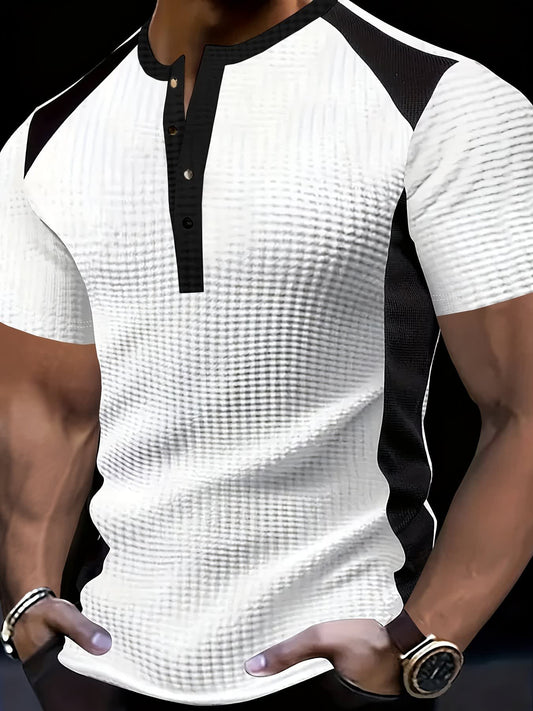 Bramwell Waffle Texture Contrast Henley_1