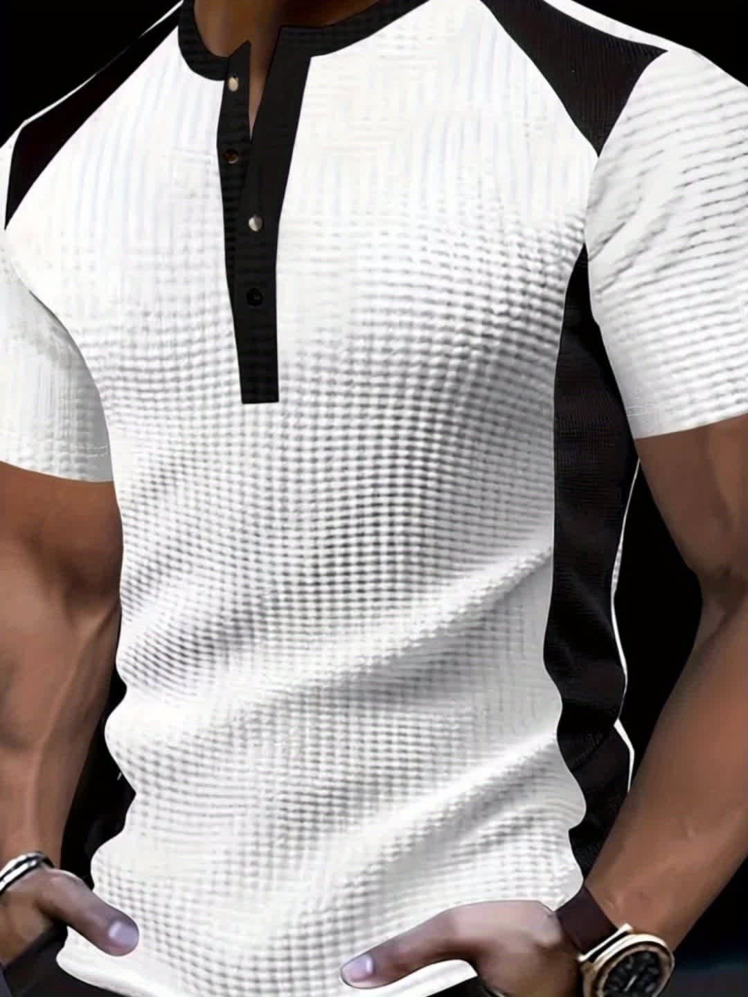 Bramwell Waffle Texture Contrast Henley