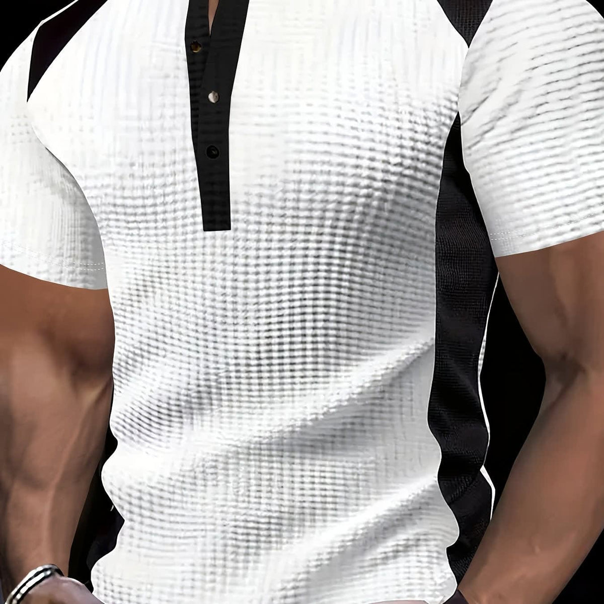 Bramwell Waffle Texture Contrast Henley