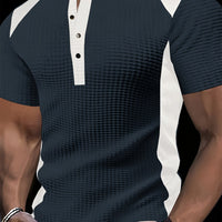 Bramwell Waffle Texture Contrast Henley