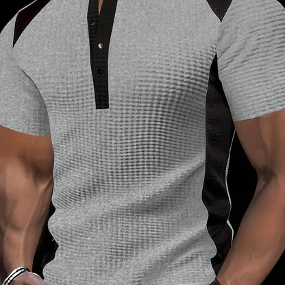 Bramwell Waffle Texture Contrast Henley_14