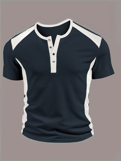 Bramwell Waffle Texture Contrast Henley_6