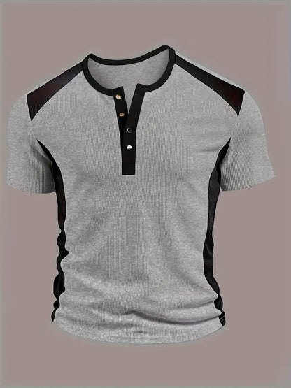 Bramwell Waffle Texture Contrast Henley_9
