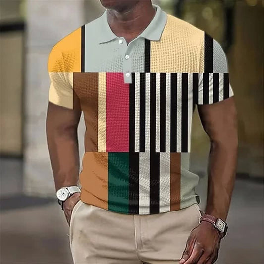 Roman Color Block Print Short Sleeve Polo_1