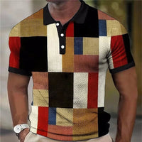 Roman Color Block Print Short Sleeve Polo