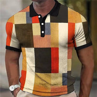 Roman Color Block Print Short Sleeve Polo