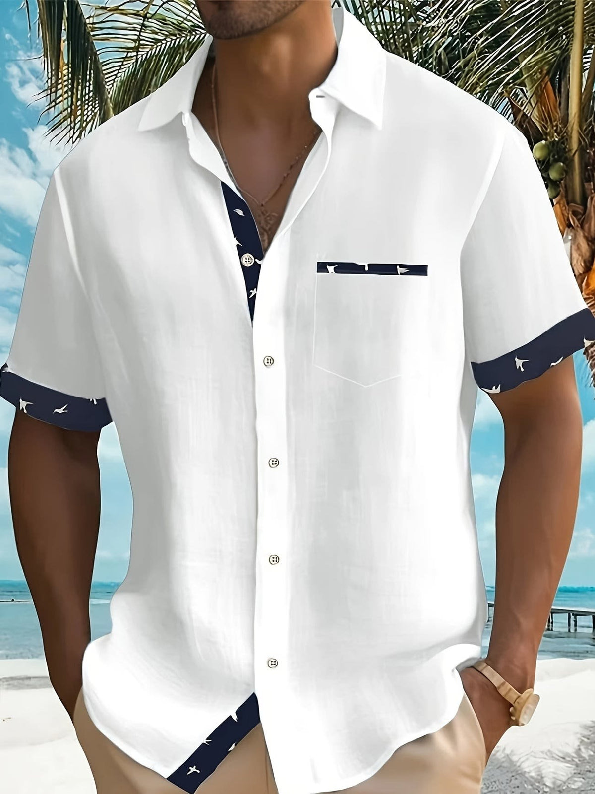 Parker Contrast Trim Short Sleeve Summer Shirt