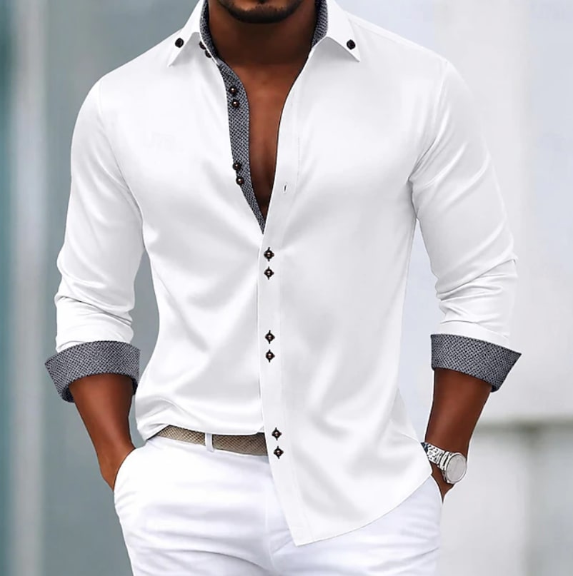Asher Contrast Trim Long Sleeve Shirt