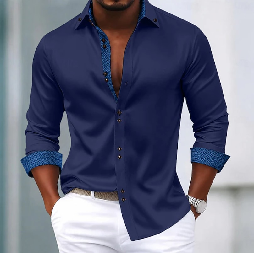 Asher Contrast Trim Long Sleeve Shirt