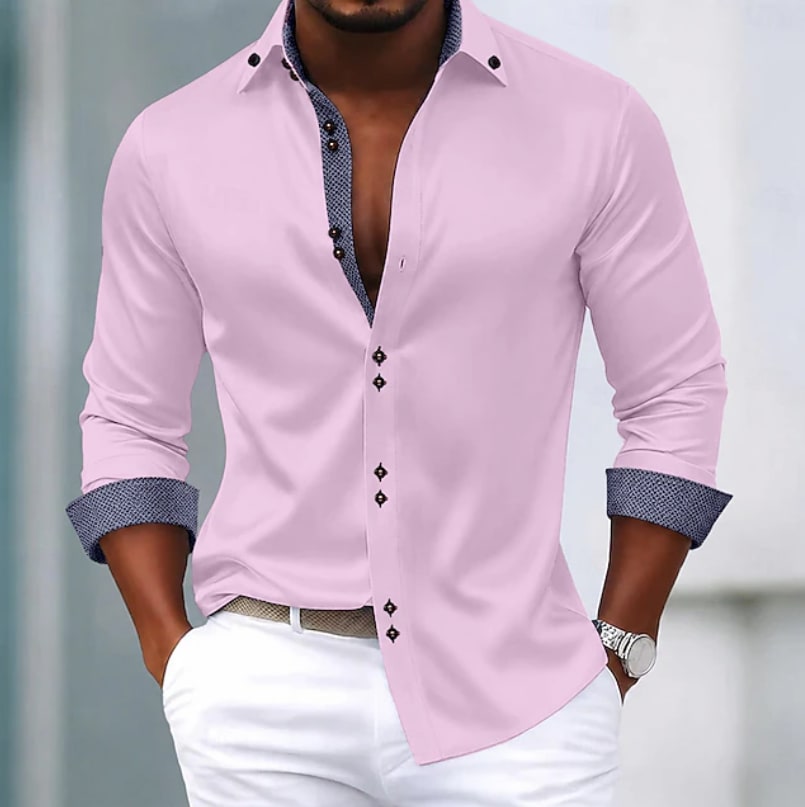 Asher Contrast Trim Long Sleeve Shirt
