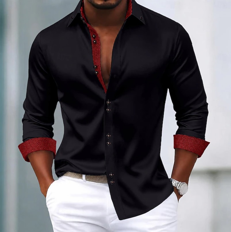 Asher Contrast Trim Long Sleeve Shirt