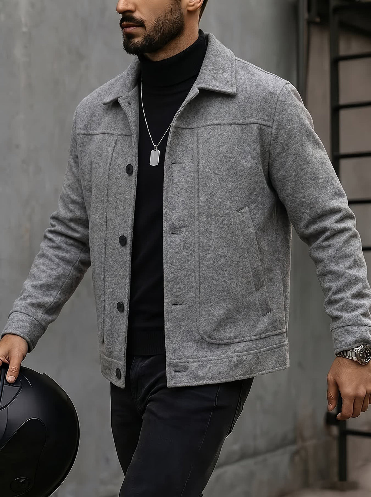 Dillon Brushed Grey Trucker Jacket