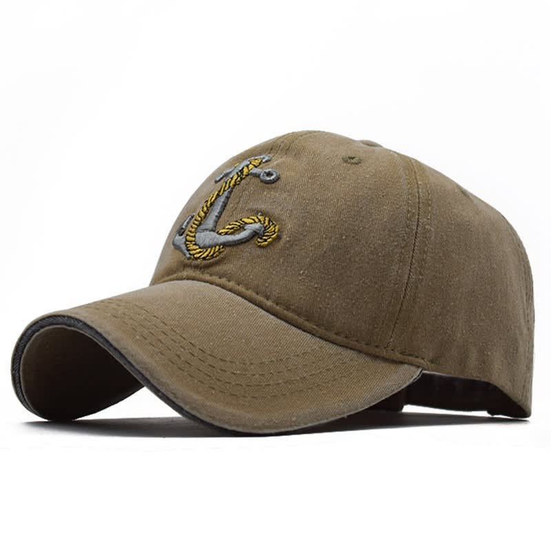 Reece Washed Cotton Anchor Baseball Cap