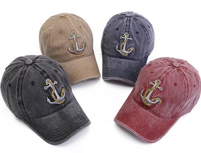 Reece Washed Cotton Anchor Baseball Cap