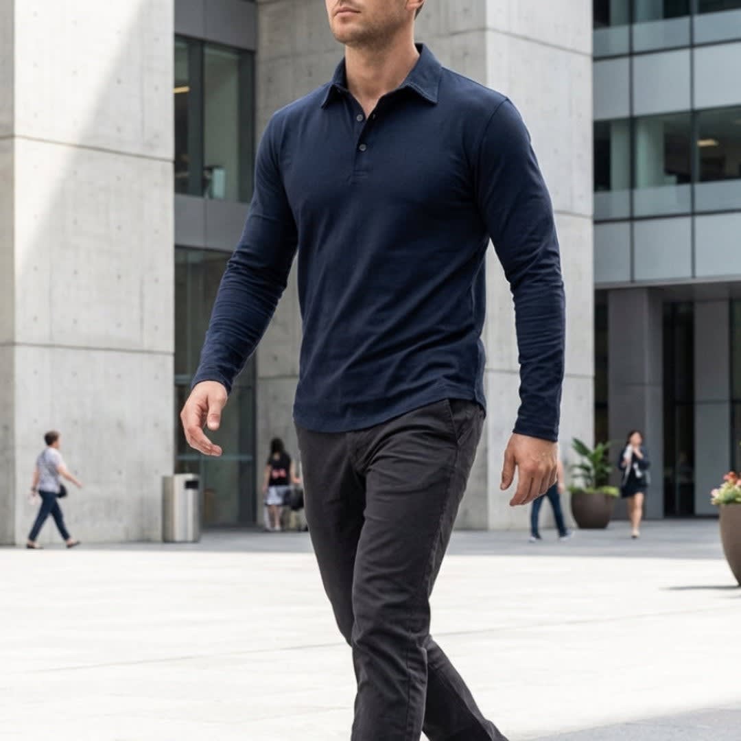 Robinson Stretch Cotton Long Sleeve Polo