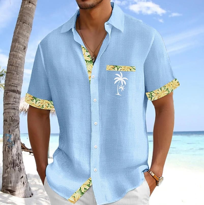 Talbot Palm Embroidered Short Sleeve Shirt