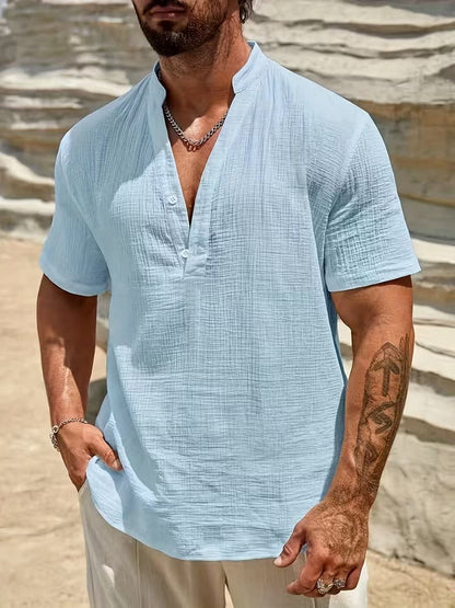 Virgil Crinkle Texture Popover Shirt_4