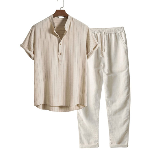 Cullen Pinstripe Linen Blend Two Piece Set_1